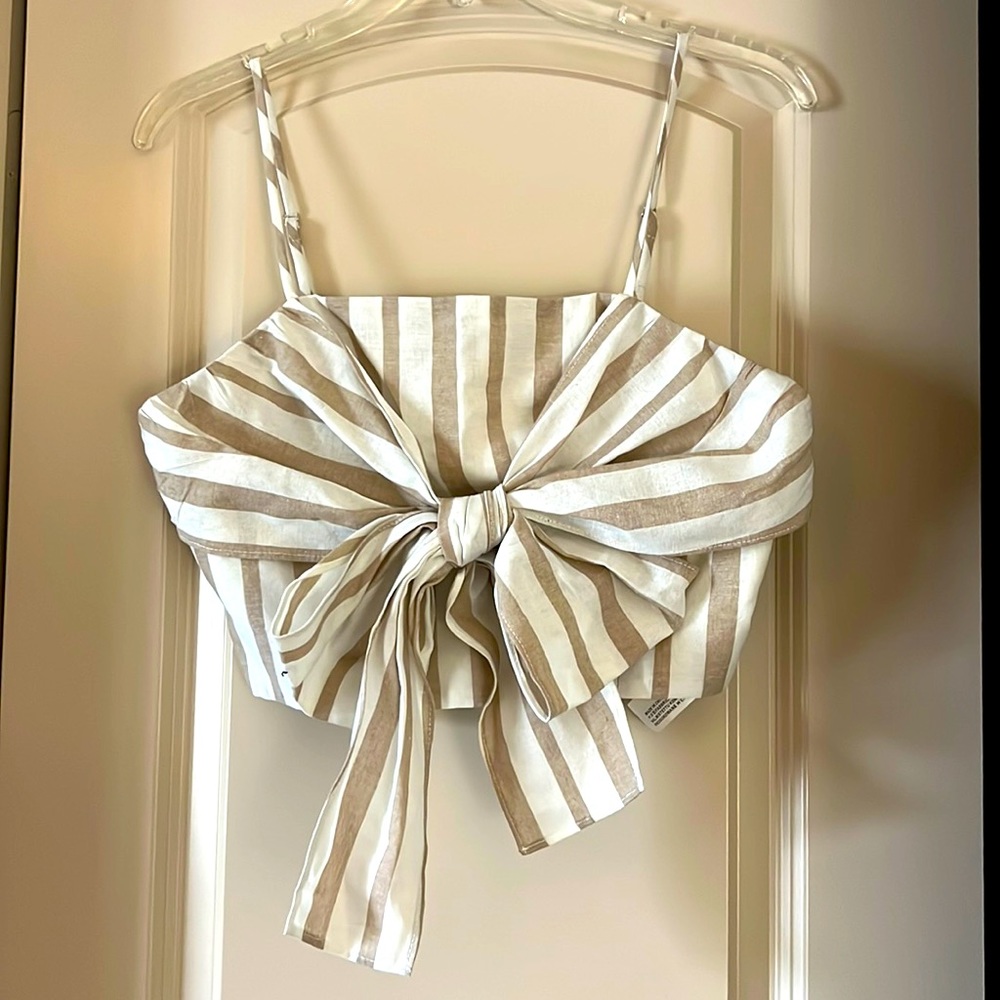 Stripped Cropped Top with Bow